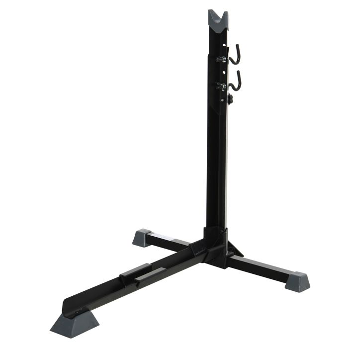 Râtelier vélo range vélo avec fixations hauteur réglable dim. 66L x 56I x 63-73,5H cm métal PP noir 66x56x73cm Noir