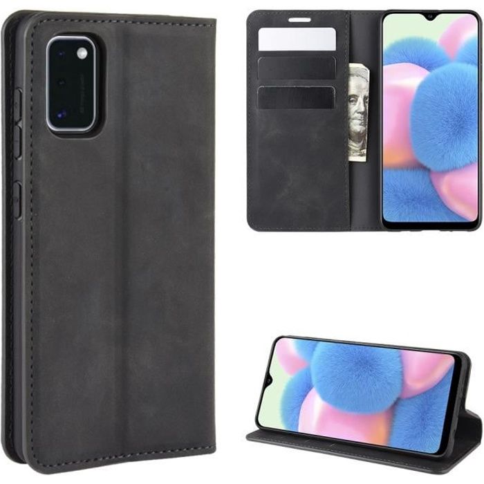 Pour Samsung Galaxy A41 - Galaxy 40 Housse de Protection Anti-chocs avec Support Magnetique Rabat Portefeuille Luxe PU Cuir -noir