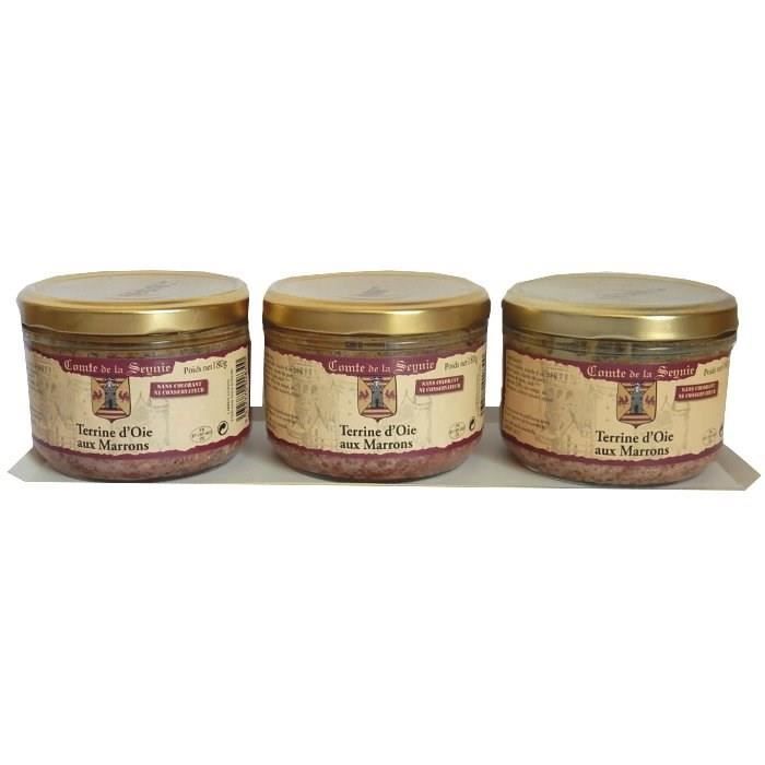 Lot de 3 Terrines d'oie aux marrons 180g - Comte de la SEYNIE
