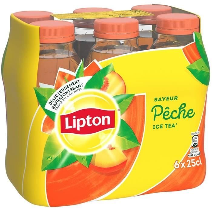 LOT DE 6 - LIPTON Ice Tea - Boisson aux extraits de thé arôme pêche - 6 x 25 cl