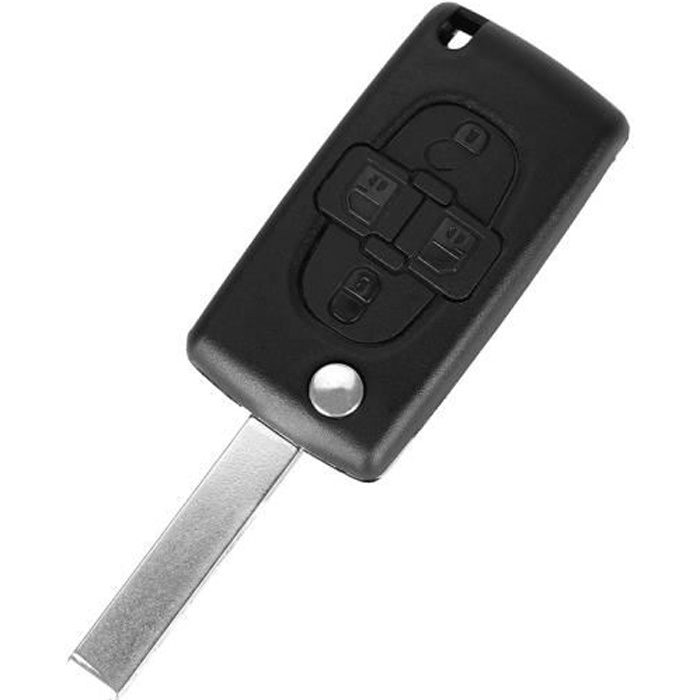Coque Clé pour Peugeot 807 1007 Citroen C8 Fiat Ulysse - 4 Boutons - Lame avec Rainure - Télécommande Plip Phonillico®