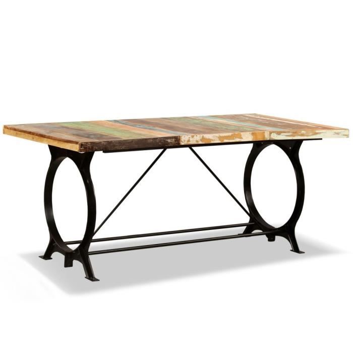 Table de Salle à Manger Industriel en Bois de Récupération Massif 180 x 90 x 77 cm