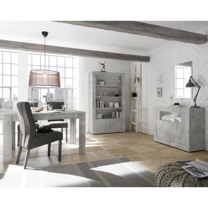 Salle à Manger Complète Béton ciré clair - LUBIO n°1 - L 137/185 x l 90