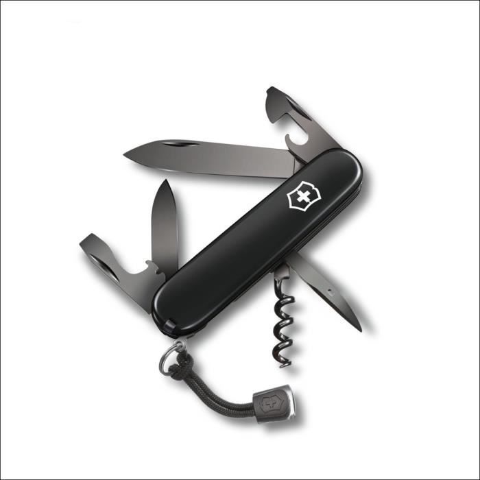 Victorinox Spartan Onyx Black - Couteau Suisse de Poche 91 mm - 12 Fonctions