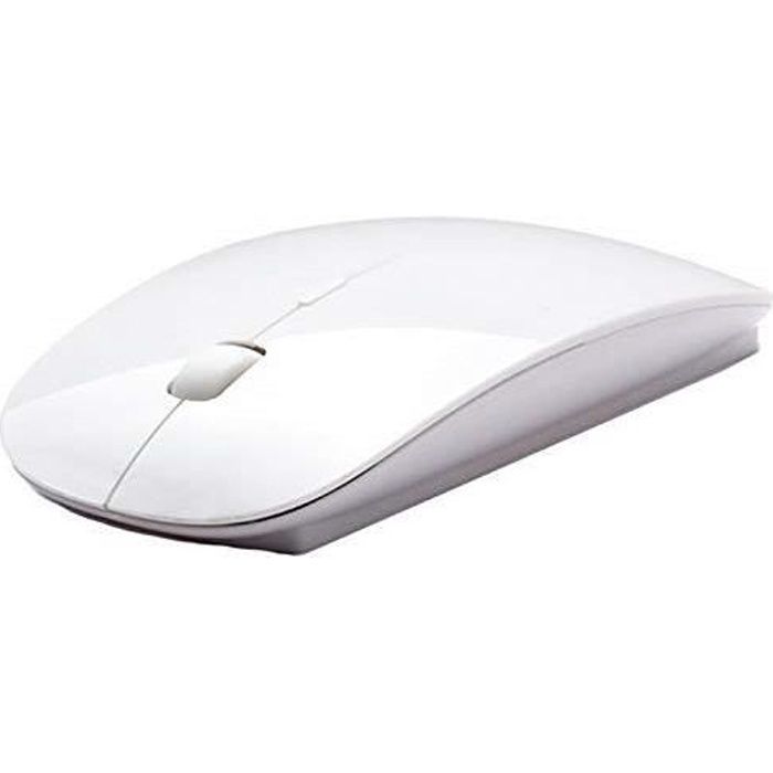 VSHOP® Souris sans fil rechargeable blanche pour ordinateur portable, PC, compatible pour windows, linux, ou Mac os.