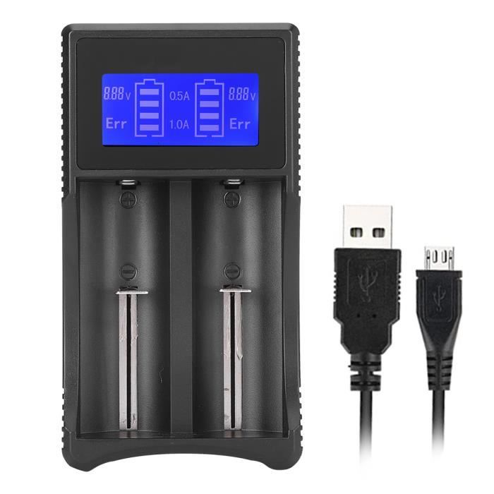 LMCⓜChargeur de Batterie USB Affichage LCD Seivi pour Ni-Mh Ni-Cd Aa Aaa Li-Ion Lifepo4 Imr 18650 26650 14500 - Noir