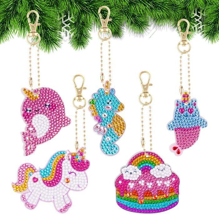 Kit DIY Diamond Painting Noël - 20 Porte-clés Pendentifs à Décorer Avec Diamants 5D - Idée Cadeau Créative - 7