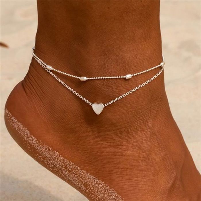 Chaînette de cheville Argent Zircone Rhodié [shining Pearls], 4 Perles – Bijoutier Suisse
