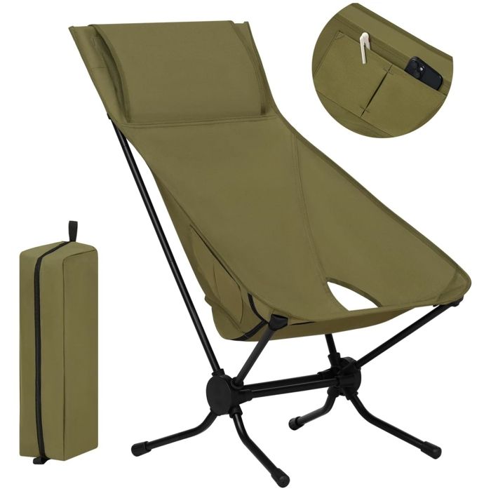 woltu chaise camping pliable et ultra-légère, chaise de pêche, chaise plage portable jusqu'à 150kg, vert w0ett0179