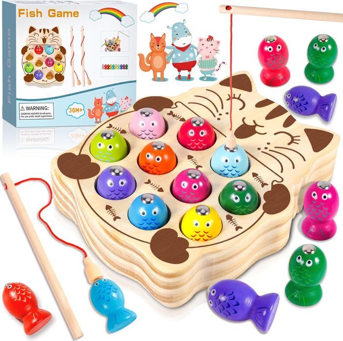 Bieco Jeu de pêche magnétique pour enfants - Poissons de pêche - Jeu de pêche Montessori - Jeu de pêche en bois - Jouet de pêche magnétique pour enfants - Poissons avec Bieco Jeu de pêche magnétique pour enfants - Poissons de pêche - Jeu de pêche Montessori - Jeu de pêche en bois - Jouet de pêche magnétique pour enfants - Poissons avec