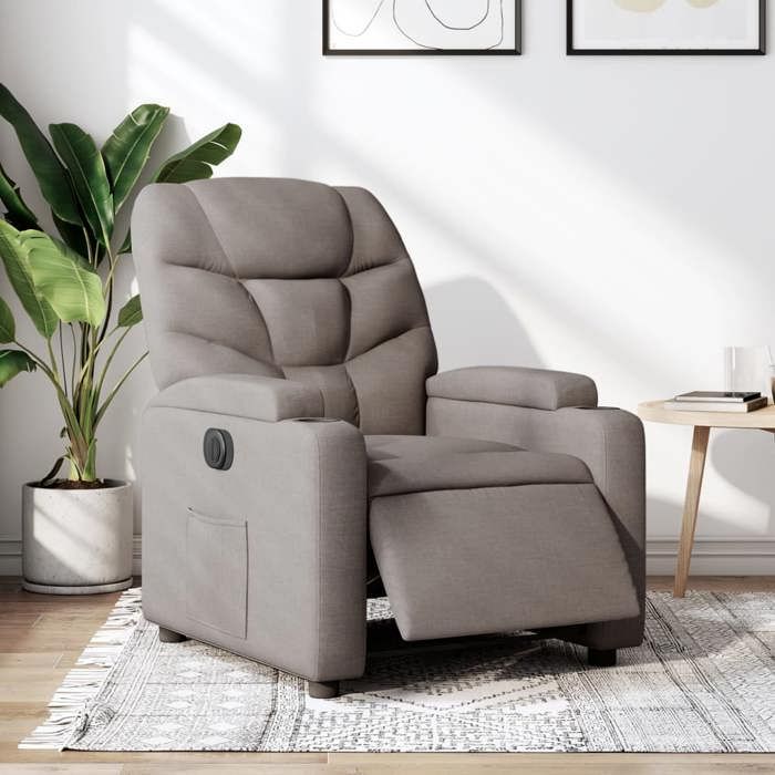 Fauteuil salonFauteuil inclinable électrique + télécommande - VIDAXL - Taupe Tissu 74x89x100 cm CC7159473