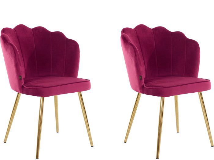 Chaises de salle à manger tapissées Lot de 2 en velours Bordeaux
