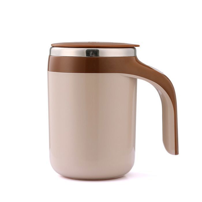 Tasse thermos Auto-Mélangeante Électrique 380ml - Inox 304 - Rechargeable - Marron - Gobelet Isotherme Rotation Magnétique Portable