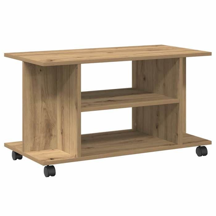 Console TV VENT-FLASH - Banc TV Meuble TV - roulettes chêne artisanal 80x40x45 cm bois ingénierie - Meuble de Salon（91698）ZLH