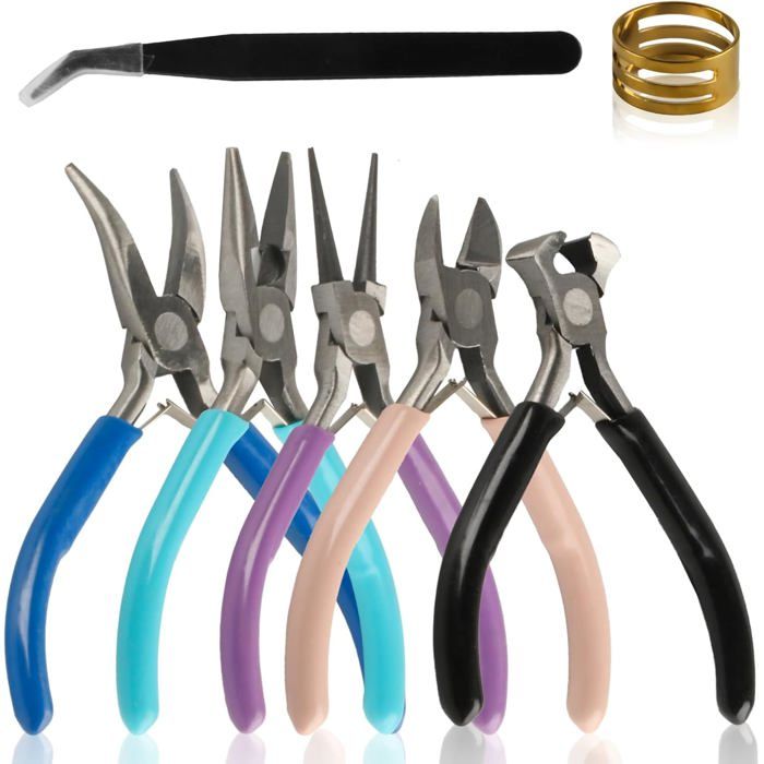 Lot De 5 Pinces à Bec Long QISF - 28cm, Incurvées 25° 45° 90° Et Droite - Bijouterie Et Mécanique