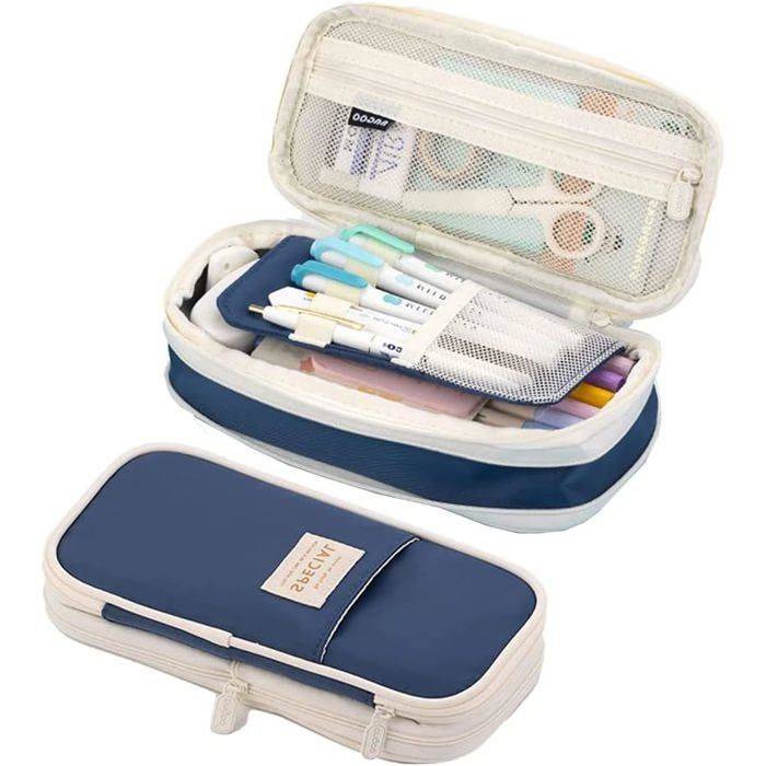 AYNKH Grande Trousse Bleu Clair - Trousse École Spacieuse à Fermeture Éclair Durable Pour Enfants