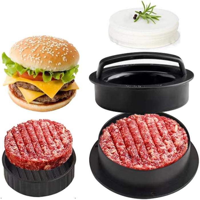 JALCH Presse à hamburger 3 en 1 anti-adhésive pour hamburger à faire soi-même, curseurs