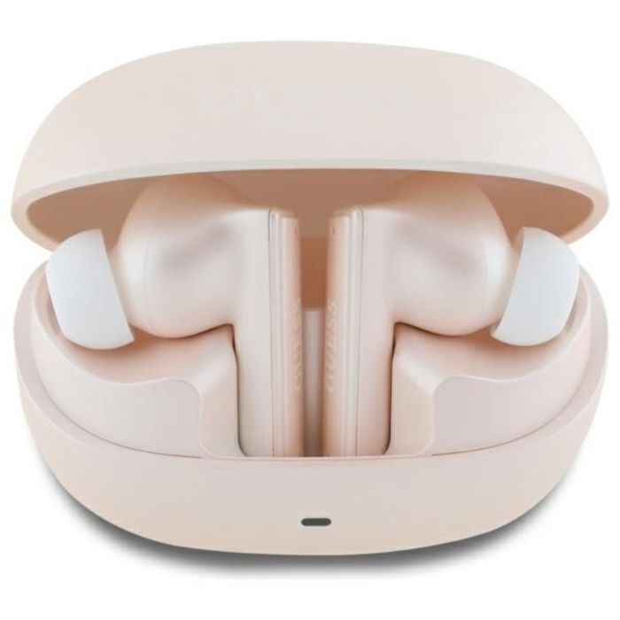 Écouteurs Bluetooth TWS ANC et ENC avec logo imprimé Guess Capsule et étui de chargement (rose)