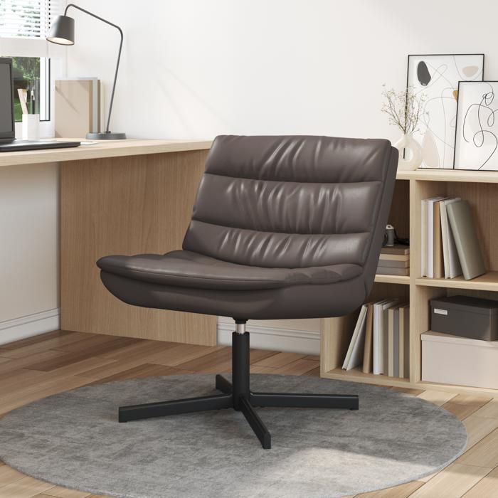 Moderne Fauteuil relaxation Chaise tournante Chocolat Simili cuir Moyenne Ergonomique - Fauteuil TV/Salon FR(28268606)