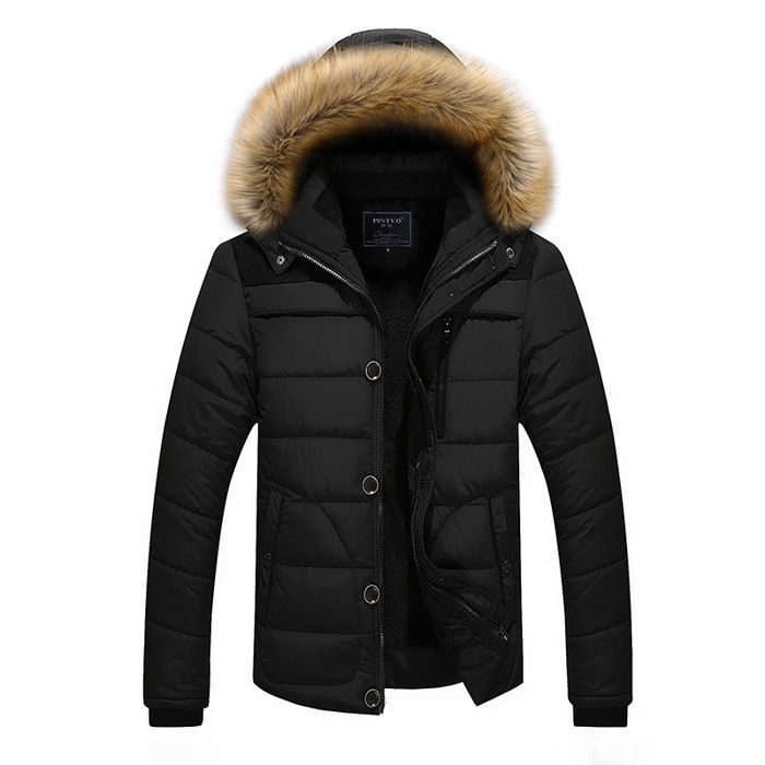Doudoune Homme Hiver - Doudoune Chaud avec Capuche Amovible - Veste Ski Patinage - épais Confortable - Noir XS-XXXL