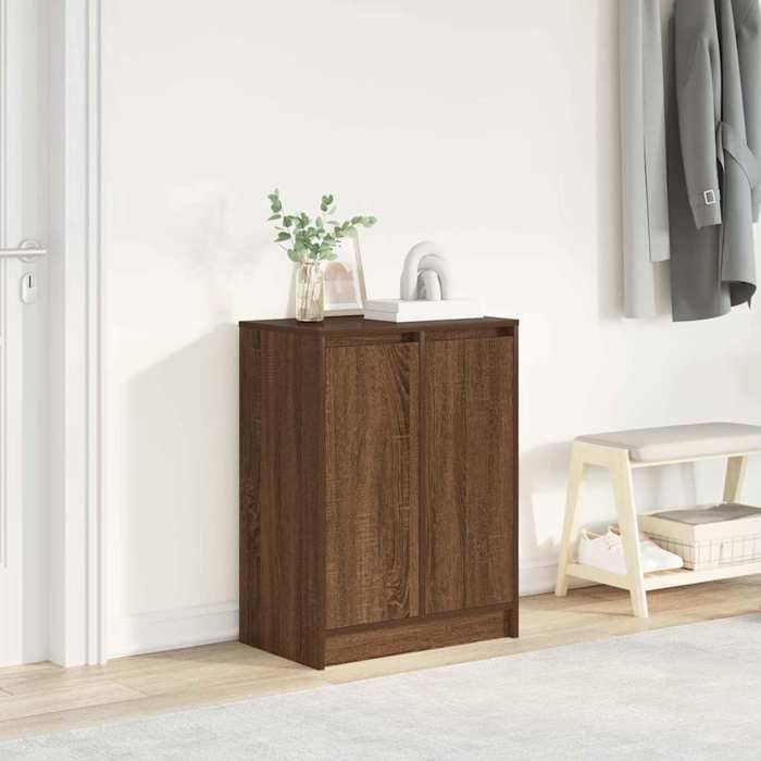 BEST-HOME Armoire Etagères à chaussures - Anti Poussière - Porte-chaussures chêne marron 57x34x76cm bois dingénierie kvci58708