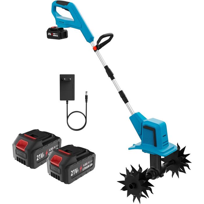 Motobineuse électrique Sans Fil 21V - 2 Batteries 4.0Ah, Largeur 20 Cm, Profondeur 16 Cm, Moteur Sans Balais - 11