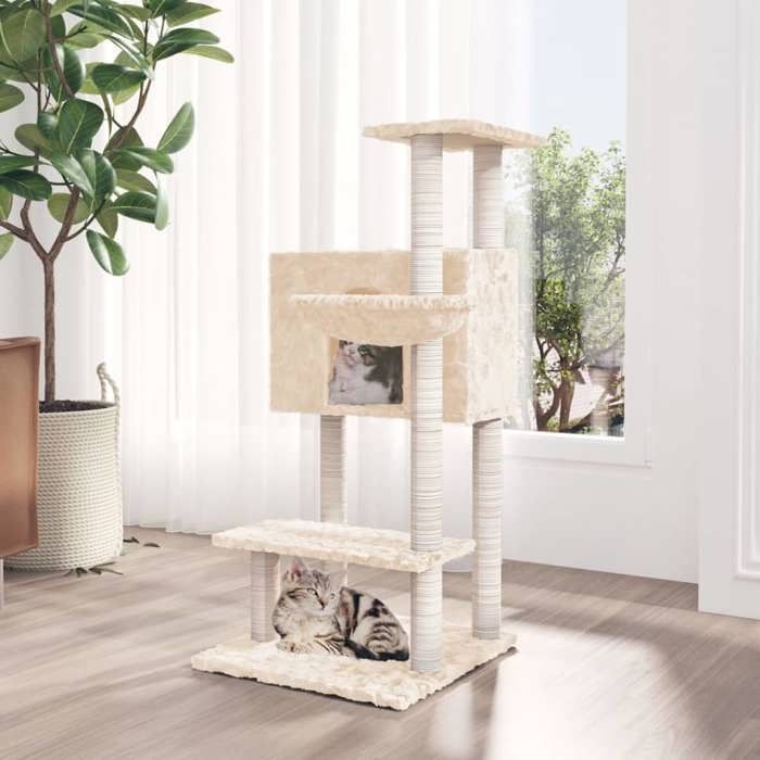 Arbre à chat - vidaXL - Crème - Griffoirs en sisal - 108 5 cm Arbre à chat - vidaXL - Crème - Griffoirs en sisal - 108 5 cm
