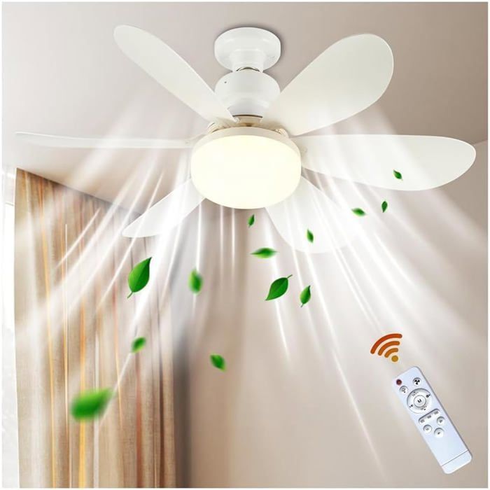 Ventilateur plafond LED - ULISEM - E27 - Intensité variable - Télécommande - Ulisem