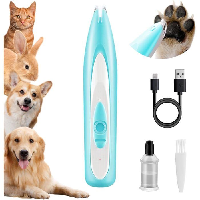 Tondeuse à poils pour pattes de chien rasoir rechargeable tailler les poils autour des pattes des yeux et des oreilles (bleu)