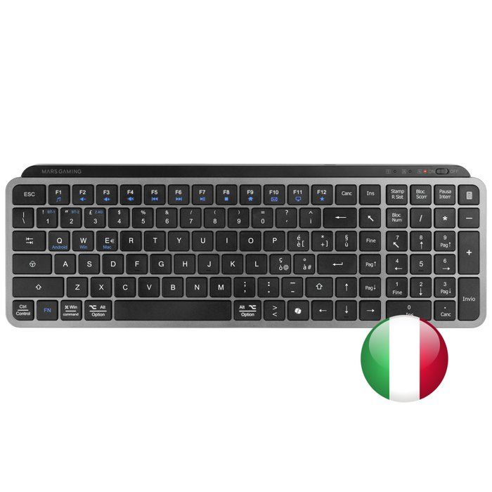 Mars Gaming MK SILENKEYS Clavier Sans Fil Full Format Profil Bas PCMac Italien - vue 2