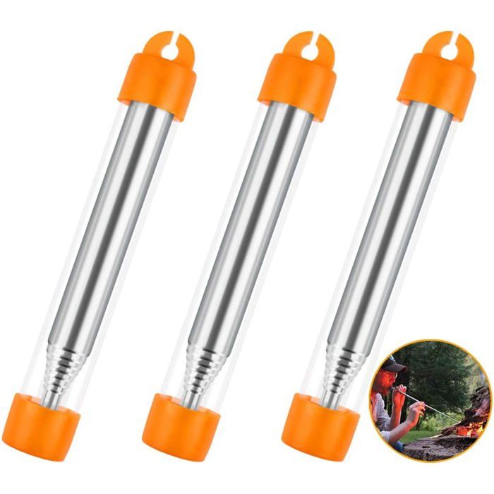 Soufflet De Feu Télescopique Inox – Lot De 2, Pliable 9,3–13 Cm, Allonge 48,5–62 Cm