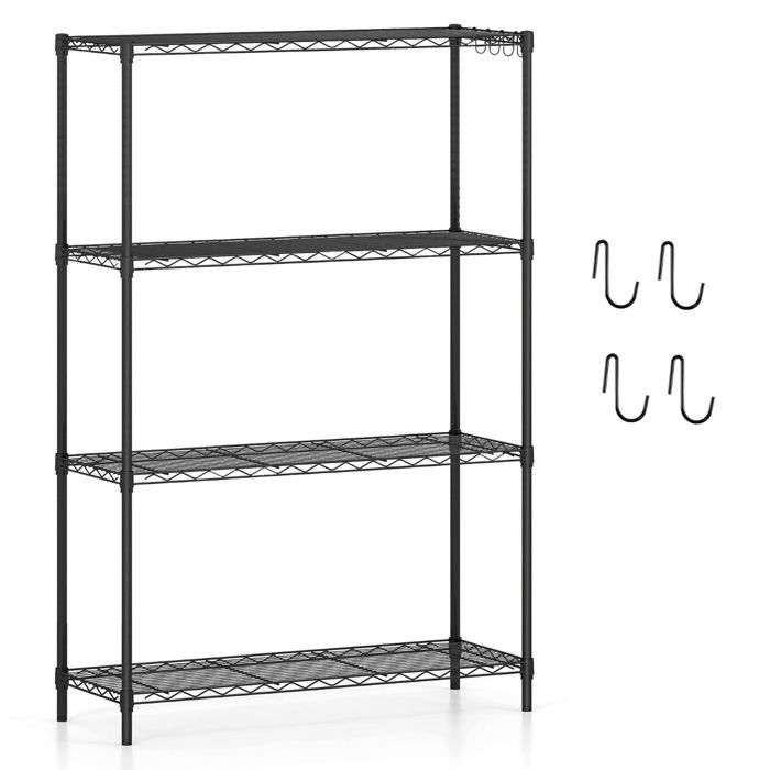 Étagère de rangement - HELLOSHOP26 - Étagère métallique à 4 niveaux - Noir - Réglable - Montage sans outil Étagère de rangement - HELLOSHOP26 - Étagère métallique à 4 niveaux - Noir - Réglable - Montage sans outil