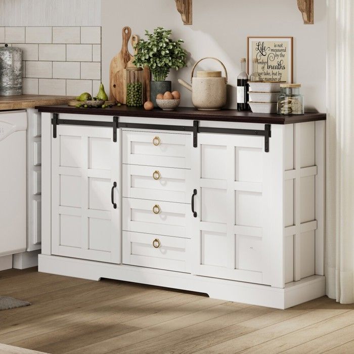 Buffet de Cuisine avec Rangement 150 x 40 x 85 cmportes coulissantes et quatre tiroirsPour cuisinessalles à manger et salons