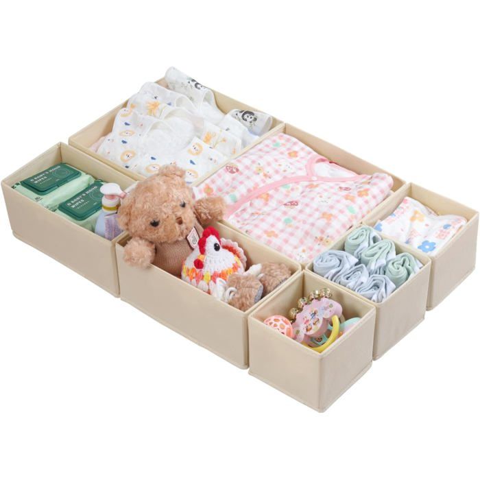 Organisateurs de Tiroir - 7 Boîtes Non-Tissé Souple Pliable Vêtements Bébé Sous-Vêtements Chaussettes Universel