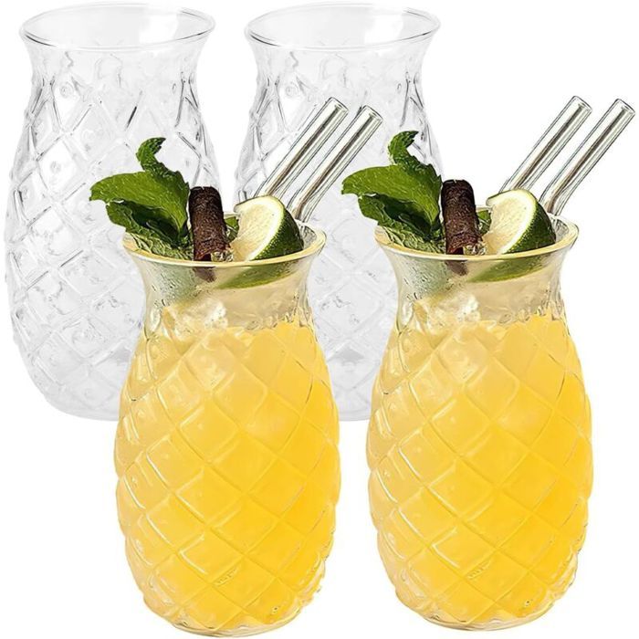Lot De 4 Verre à Ananas Verre Cocktail Tasses à Ananas Verres à Cocktail Amusants pour la Maison Les Restaurants et Les Fêtes