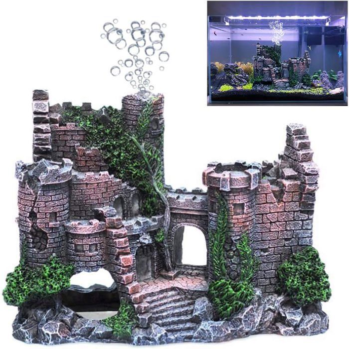 Château daquarium décoratif - Château daquarium - Cachette pour poissons et crevettes - 17×7×13 cm - Château antique - Décoration