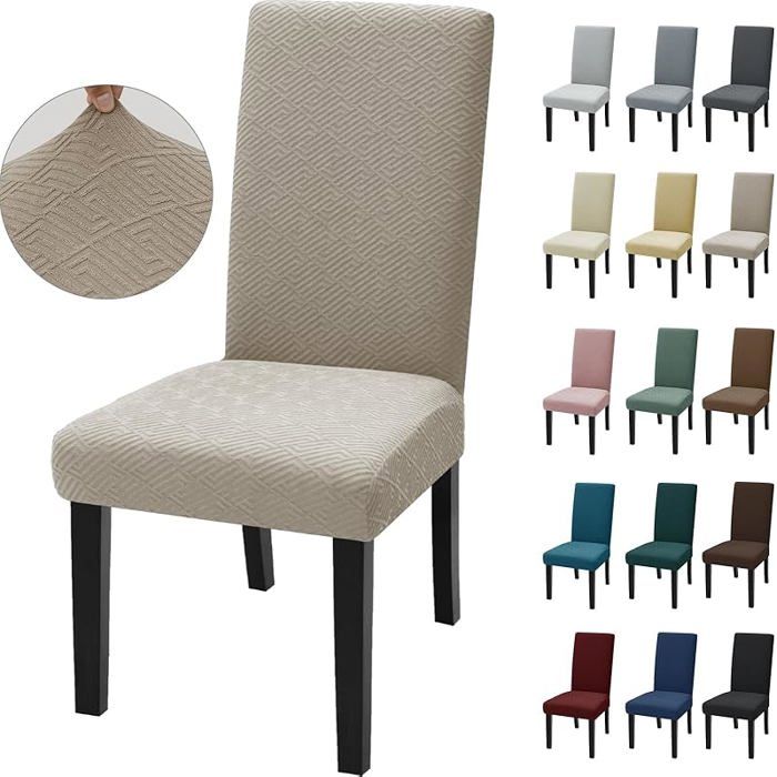 Housse De Chaise 6 Pièces Housse Chaise Salle À Manger Moderne Élastique Couvre Chaise Extensible pour Les 6 Pièces Kaki