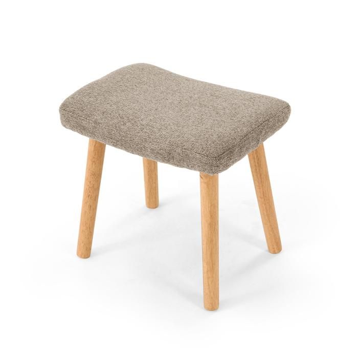 GOEURVANT Repose-Pied Salon Scandinave Tissu Texturé Sable Tabouret Bas Pouf de Maquillage Rembourré Pieds en Bois