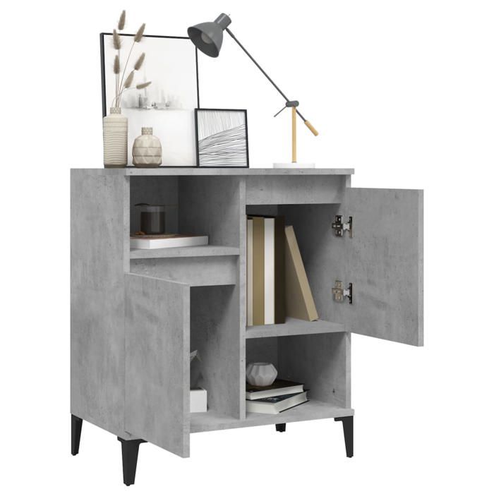 Gris Commode Salon CHIC Buffet bas/Cabinet 1 PC Gris béton 60x35x70 cm Bois dingénierie N13554
