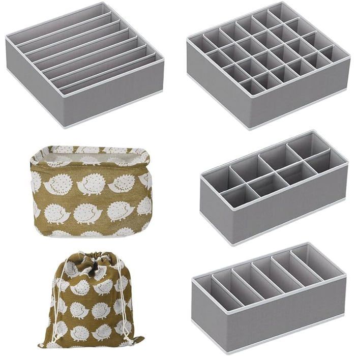 Lot de 4 Rangement Tiroir Pliable Rangement Sous Vetement en Tissu pour Ranger les Sous-Vêtements les cravates et les Chaussettes Lot de 4 Rangement Tiroir Pliable Rangement Sous Vetement en Tissu pour Ranger les Sous-Vêtements les cravates et les Chaussettes