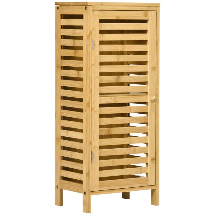 Colonne de Salle de Bain - Armoire de Rangement Bambou 1 Étagère Réglable - 30 x 19 9 x 70 cm - Bambou Naturel