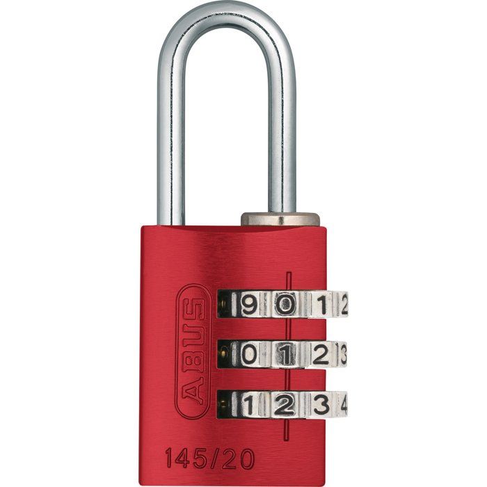 Cadenas à combinaison - ABUS - 145/20 - 3 chiffres - Aluminium rouge - Anse acier
