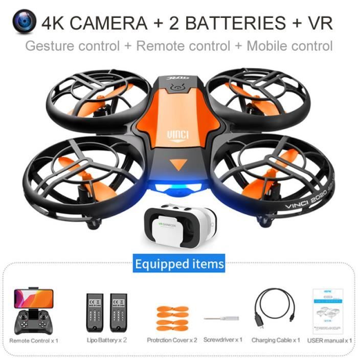Avion Télécommandé Quadricoptère Planeur - Avec Lumières LED, Télécommande 2.4GHz - Cadeau Enfant, Rouge
