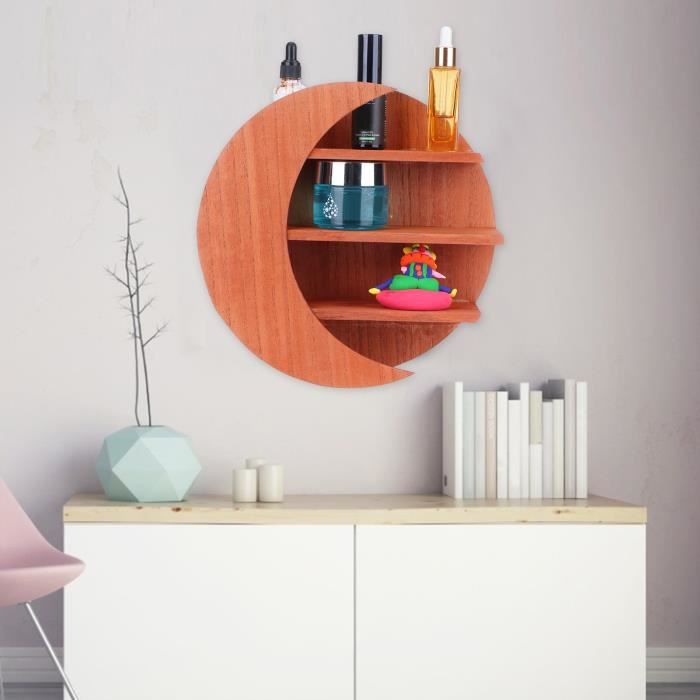 Rack décoratif domestique Étagère murale Tableau de rangement en forme de lune 3tiers