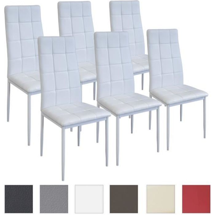 Lot de 6 chaises ALBATROS RIMINI en simili blanc, design contemporain - contrôlées par SGS