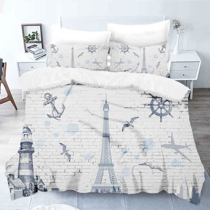 Housse De Couette Idées De Mur Blanc Fermeture éclair cachée et 2 Taie