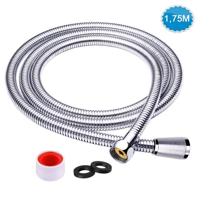 3 m tuyau de remplacement extra long en acier inoxydable avec rondelles Tuyau de douche de 3 m