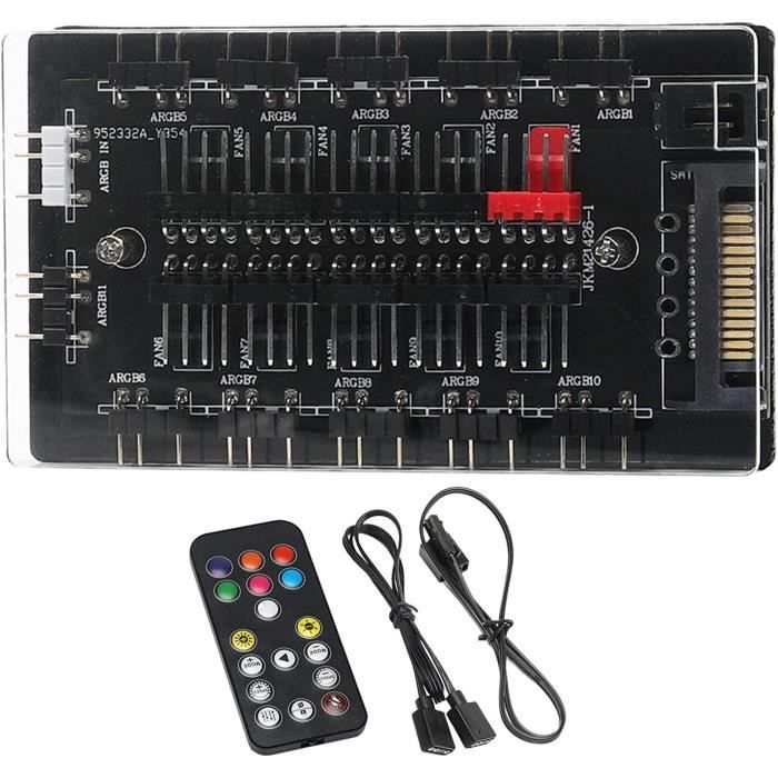 YAODHAOD Hub ARGB PWM 20 Ports, Contrôleur RVB 12 V 5 V, 2