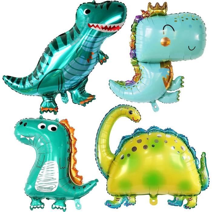 Lot De 2 Ballons Dinosaure Aluminium - 78x86 Cm - Vert - Pour Anniversaire Enfants, Fêtes, Décoration - Remplissage à L'hélium