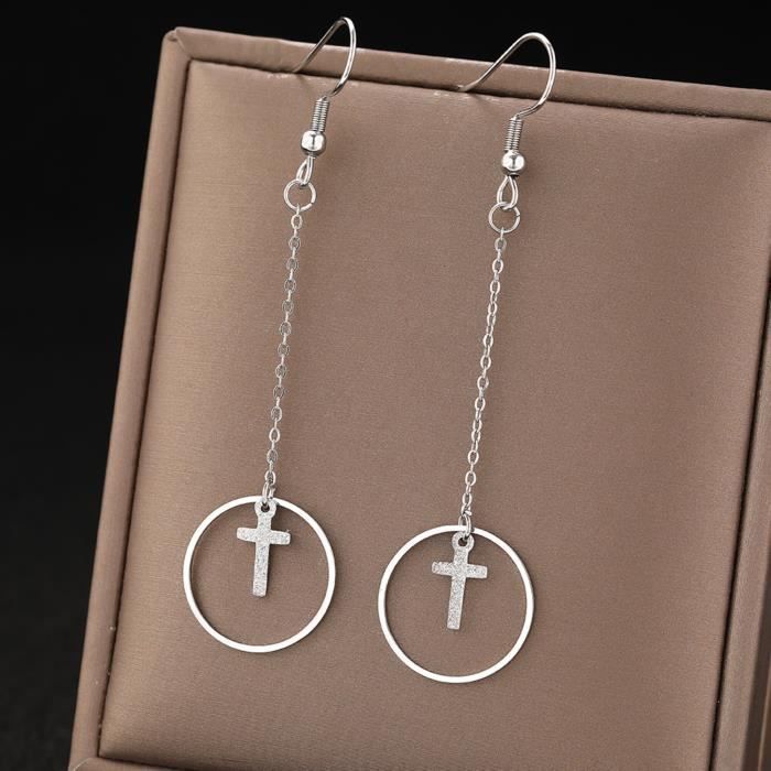 Boucles D'Oreilles Croix Plaqué Or | Acier Inoxydable | Budget Beauté